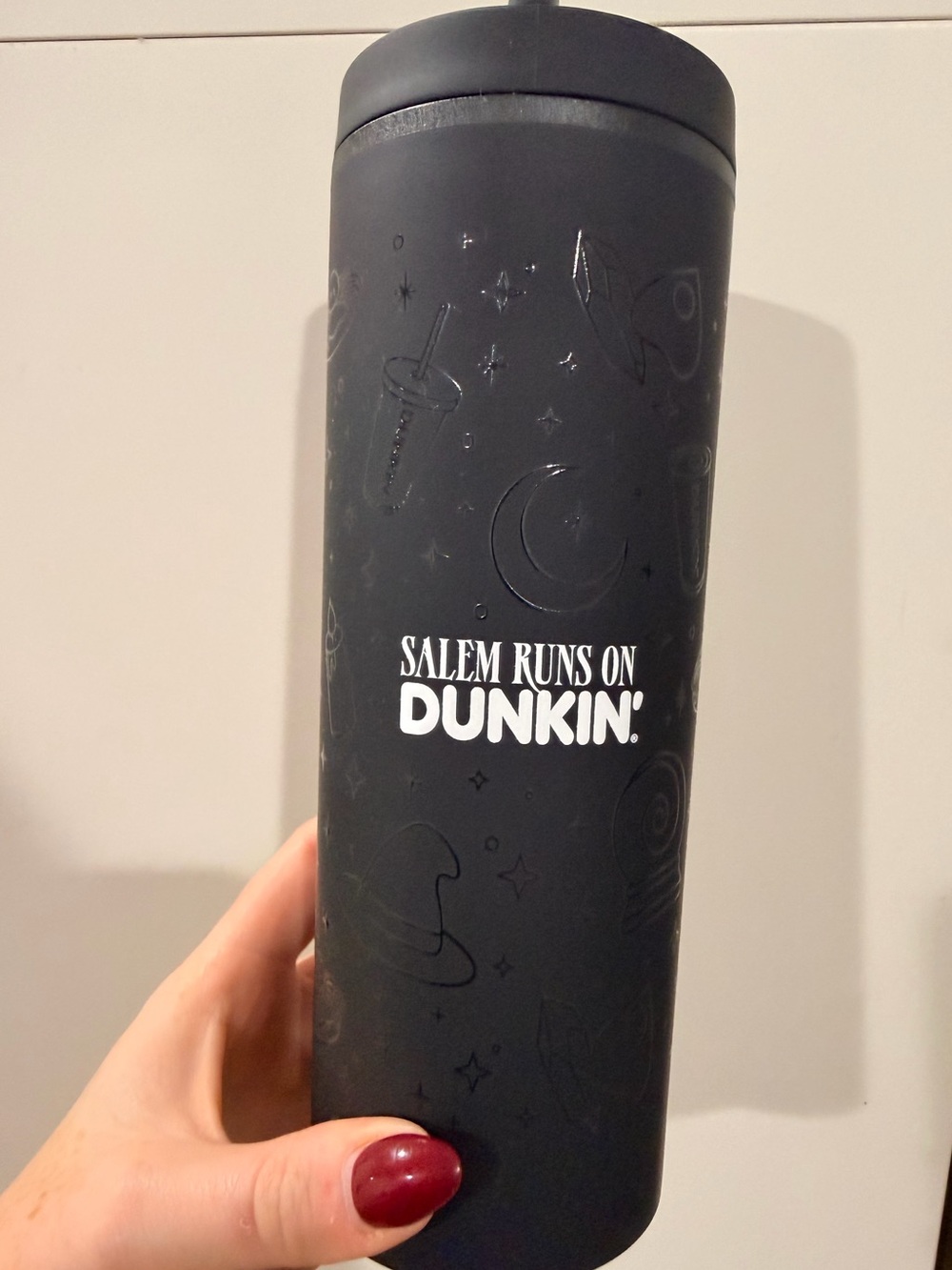 Salem Runs On DUNKIN Black Travel Tumbler